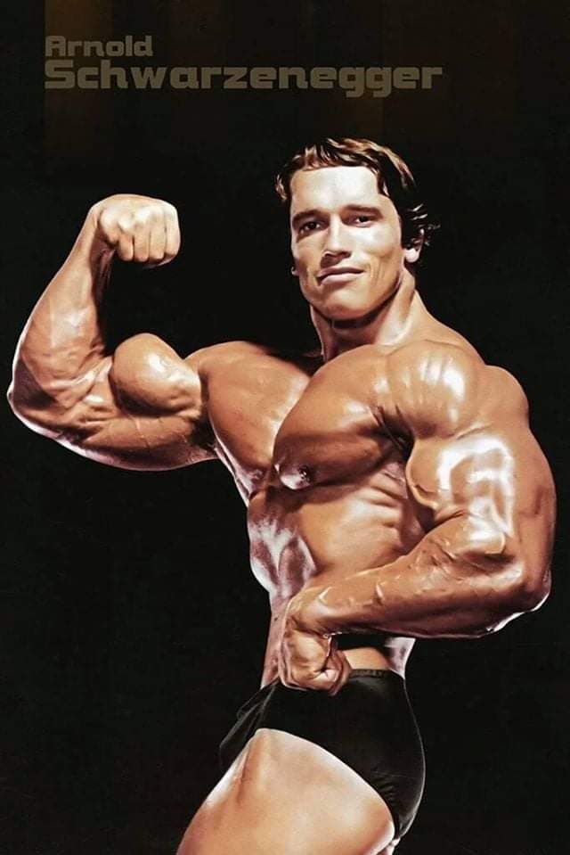 posa di un bicipite di arnold schwarzenegger