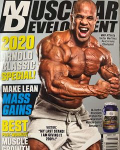 victor martinez sulla cover della rivista muscular development di marzo 2020