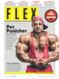 roelly winklaar pro ifbb sulla cover di Flex Magazine / Muscle Fitness marzo 2020