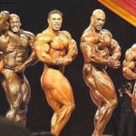 ronnie coleman sul palco del mister olympia 2001 con kevin levrone jay cutler shawn ray e Orville Burke