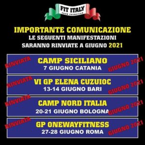 calendario gare ifbb italia 2020 giugno annullato