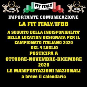 campionato italiano ifbb 2020 annullato