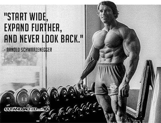 bodybuilding motivation " start wide, expand further, and neve look back. "
