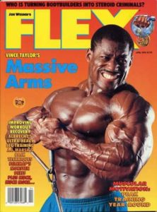 vince taylor sulla cover della rivista flex magazine