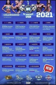 calendario gare pro league npc worldwide spagna 2021
