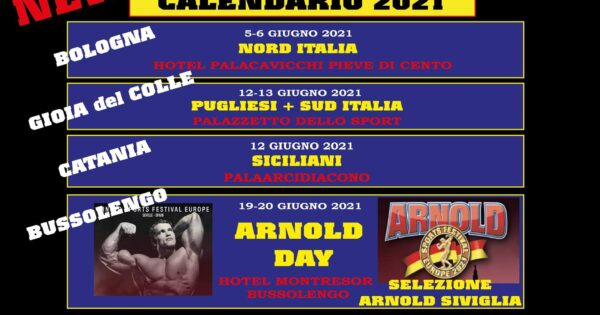 calendario aggiornato al 1 giugno 2021 ifbb italia