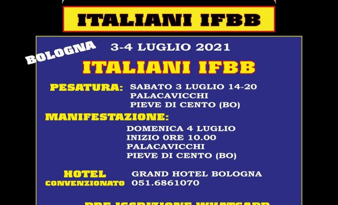 locandina campionato italiano ifbb 2021 bologna