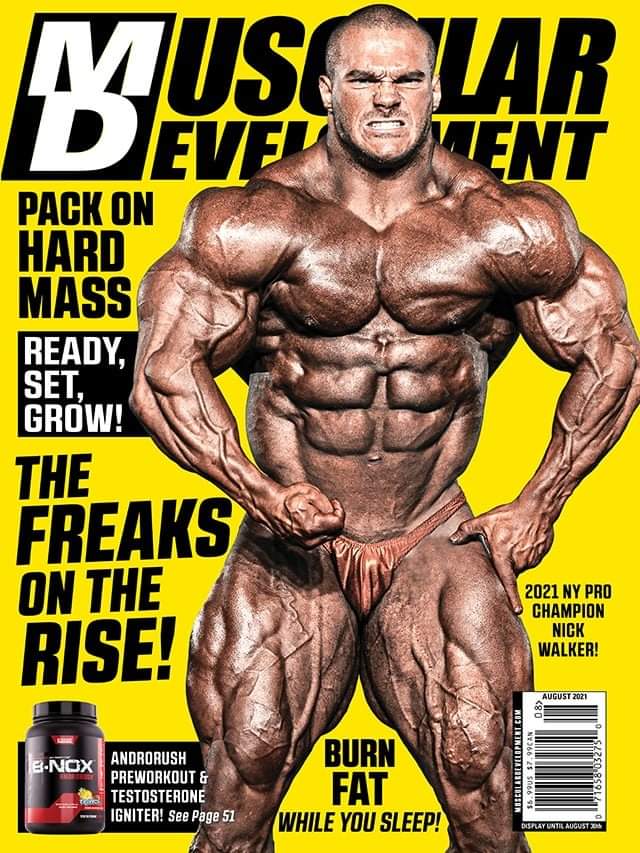 nick walker sulla cover della rivista muscular development