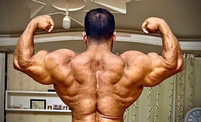 HADI CHOOPAN POSA DI DOPPI BICIPITI DI SCHIENA OTTOBRE 2022 ROAD TO MR OLYMPIA 2022