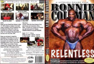 RONNIE COLEMAN – RELENTLESS dvd LOCANDINA