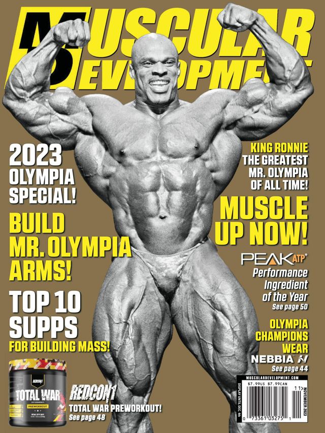 RONNIE COLEMAN SULLA COVER DELLA RIVISTA MUSCULAR DEVELOPMENT DI NOVEMBRE 2023