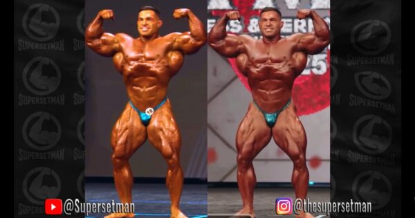 derek lunsford pregara vs finali mister olympia 2025 posa di doppi bicipiti frontali